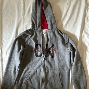 Calvin Klein Kids Gray and Red Hoodie Jacket